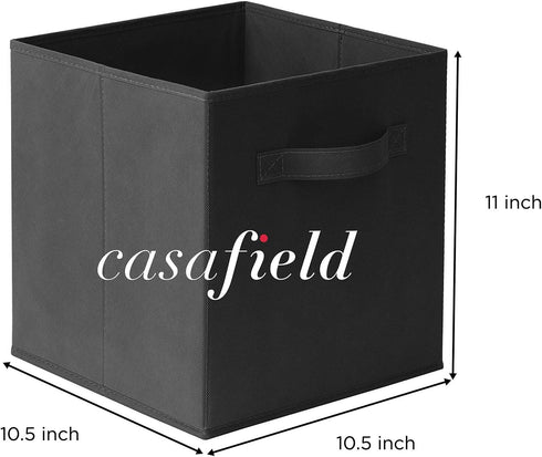 Casafield Set of 6 Collapsible Fabric Cube Storage Bins, Black - 11" Foldable Cloth Baskets