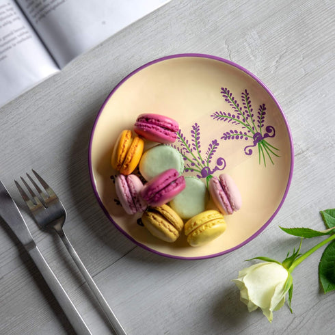 Handmade Lavender Floral Purple and Cream Glazed 7.9inch/20cm Side Plate - City to Cottage Unique Ceramic Dinnerware