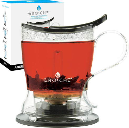 GROSCHE Aberdeen Tea Infuser Teapot & Smart Tea Maker, BPA-Free, Drip-Free Design, 17.7 oz - 525 ml, Black