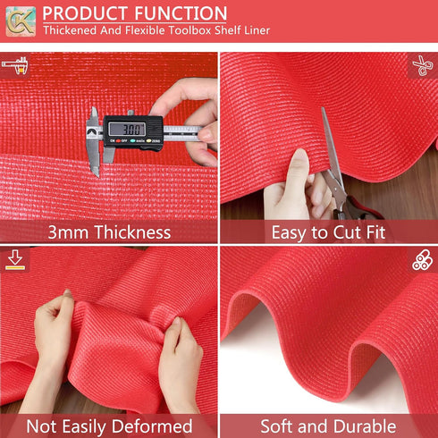 Foam Toolbox Liner, Thickened Durable Pad for Protecting Tools, Garage Chest Mat, Red 3mm Thickness, 16 inch*16 ft