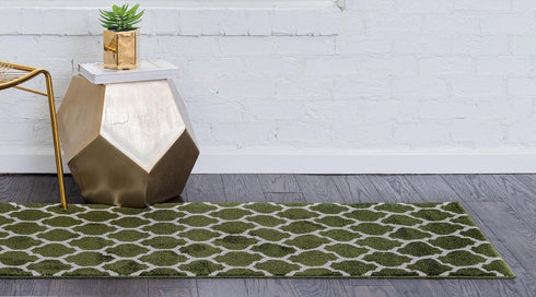 Unique Loom Trellis Collection Area Rug - Philadelphia (2' x 6' 1" Runner, Dark Green/Beige)