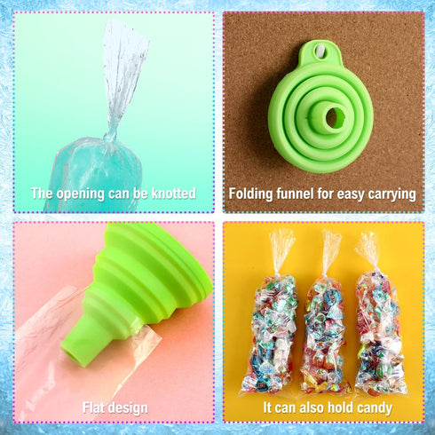 450 3 2x12 Inch, 3x12 Inch, 3x10 Inch Pcs Ice Lolly Bags Disposable Ice Cream Mold Bags with Silicone Funnel, Size