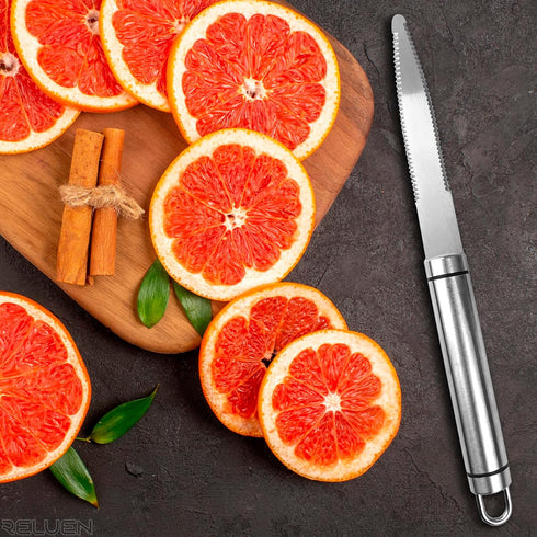 Stainless Steel Curved Grapefruit Knife - Serrated Kitchen Knife, Small Fruit Knife, Citrus Cutter, Chef Knife