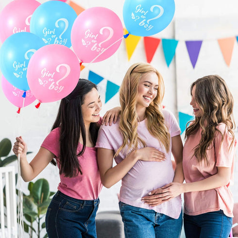30 Pcs Gender Reveal Balloons, 12 Inches Pink Blue Latex Balloons for Baby Shower Themed Decorations