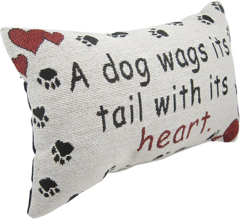 A Dog Wags Its Tail With Its Heart Throw Pillow - USA Made, 12-1/2 by 8-1/2-Inch