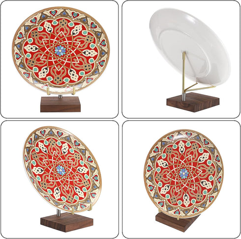 Hipiwe Adjustable Metal Arms Display Stand Easel with Wooden Base - Crystal Display Holder for Rocks, Gemstones,