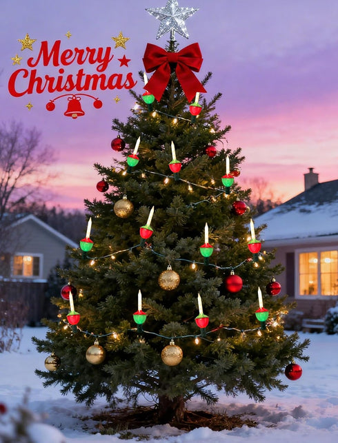Hobbynors 15.5ft 15 Vintage Christmas Bubble Lights - Strand with Nostalgic Bubbling Candles, Warm White Glow & Green