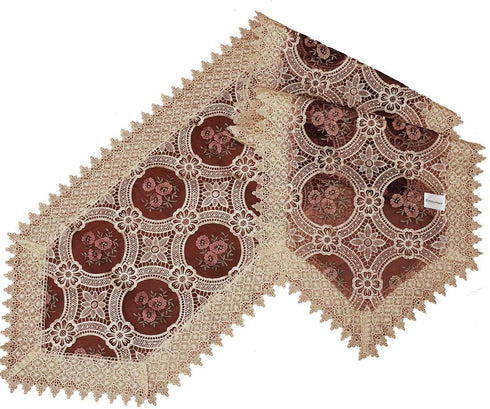 16 72 Inch Simhomsen Embroidered Vintage Floral Lace Burgundy Table Runner
