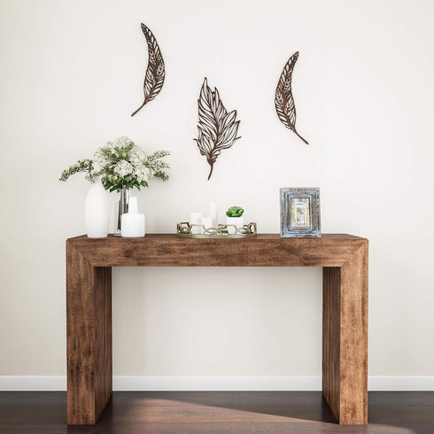 Decor-Set Lavish Home Wall of Two Metal Feather Hanging Wall Art Laser Cut Contemporary Nature Sculpture for Living