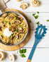 Silicone Pasta Fork, Heat Resistant Noodle Spoon Server, BPA Free Spaghetti Strainer, 12.8 inch, Khaki & Blue
