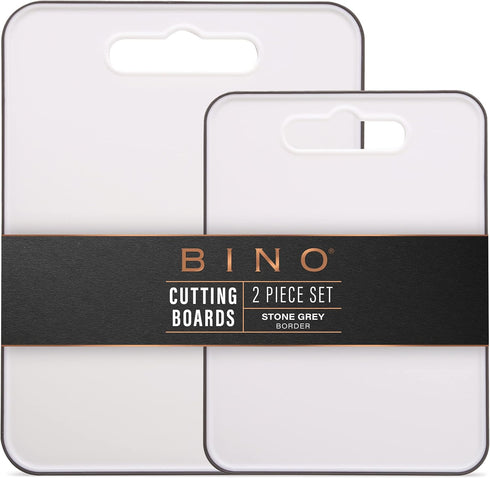 BINO 2-Piece Cutting Board Set - Large, Durable, BPA-Free Plastic, Dual-Sided, Dishwasher Safe, Gray | Home & Kitchen