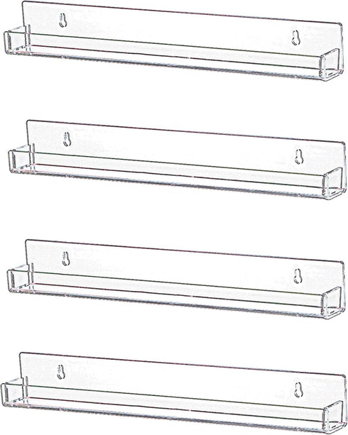 IEEK 4 PCS Floating Invisible Kids Bookshelf Wall Mounted Nail Polish Rack,Clear