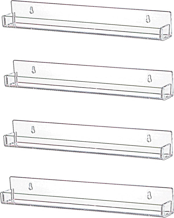IEEK 4 PCS Floating Invisible Kids Bookshelf Wall Mounted Nail Polish Rack,Clear