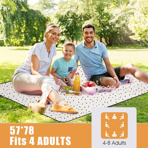 78"x57" Extra Large Picnic Outdoor Blankets with Carry Strap, Oversized Waterproof & Sand Proof Portable Camping Mat