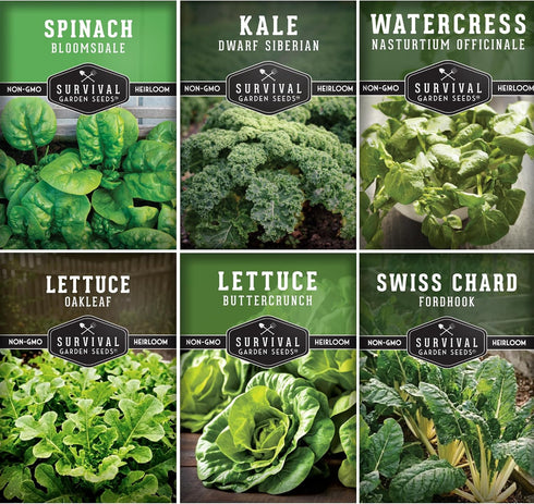 Hydroponics Vegetable Seed Collection for Planting - Watercress, Spinach, Siberian Kale, Swiss