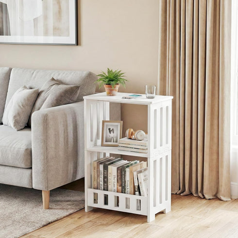 3 HAYOFAMY Tier Side Table Night Stand, Narrow End Table with Display Shelf, Small Bookcase Bookshelf, Simple Bedside