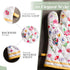 Maison d' Hermine 100% Cotton Oven Mitt & Pot Holder Set, Heat Resistant BBQ Cooking Gloves, Happy Florals