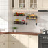 PUSDON Wall Mount Hanging Storage Baskets Organizer, Metal Wire Bin Rack for Kitchen, Bathroom, Shower, Spice Shelf,