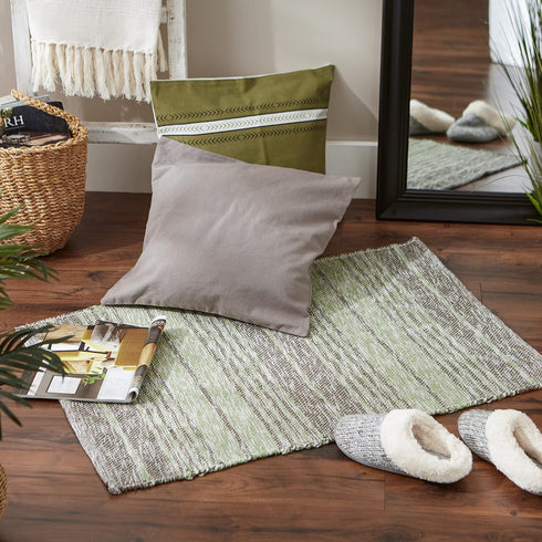 DII Woven Rag Rug Collection Recycled Yarn Variegated Rustic Stripe, 2x3', Artichoke by DII