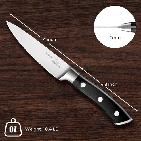 Paring Knife, 4 Inch Ultra Sharp German Stainless Steel Kitchen Knife for Fruit and Vegetable Chopping