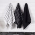 Ritz Premium 100% Cotton Terry Check Kitchen Dish Towels - 3-Pack, Highly Absorbent, 25"x15", Black