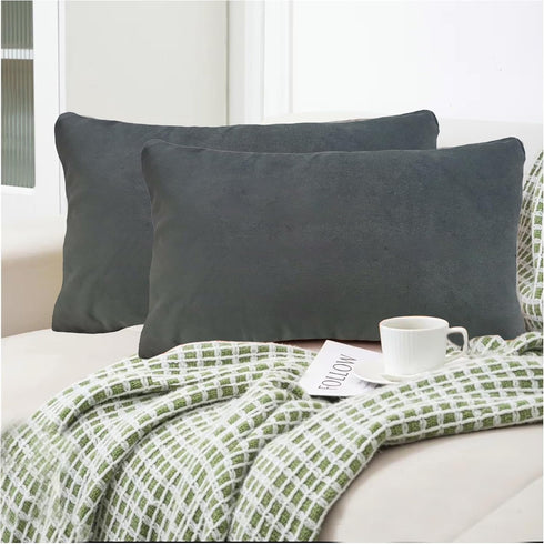 Aitliving Pack of 2 Cotton Velvet Decorative Velvet Accent Lumbar Throw Pillowcases 12x20"
