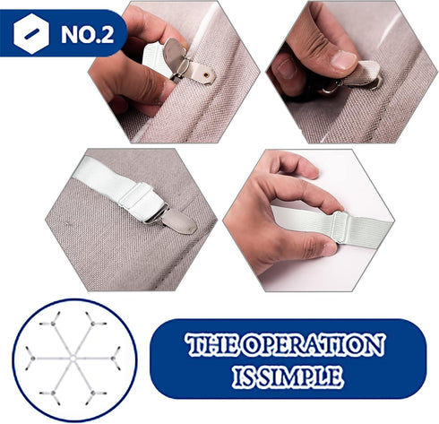 TGOOD Bed Sheet Holder Straps, Adjustable Mattress Cover Clips, Elastic Grippers for Bedding, 4 Fasteners