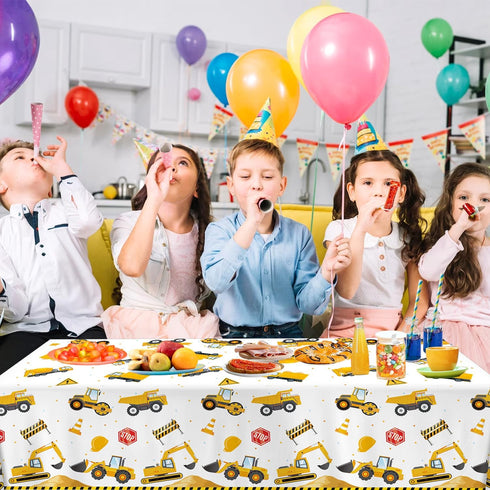 3 Pack 54 108 Inches QIYANPAX Construction Plastic Birthday Party Tablecloths, x - Construction Table Covers for Kids'