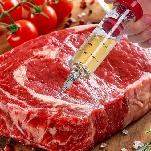 Meat Injector Syringe with 3 Marinade Injector Needles for BBQ Grill, Portable Turkey Injector Kit