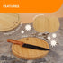 BambooMN Bamboo Round Cutting and Serving Board - Charcuterie Board, 10" diameter x 0.75" thickness