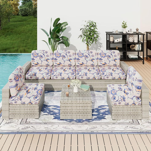 hyha Printed Couch Cushion Covers, Washable Floral Sofa Covers for Outdoor Furniture with Elastic Bottom