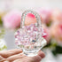 H&D HYALINE & DORA Glass Rose Flower Gift, Handcraft Pink Crystal Rose Flower Basket Figurine for Women
