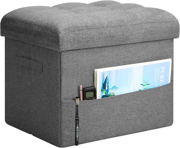Storage Ottoman with Extra Thick Foam Padded Seat, Foldable Foot Rest Stool