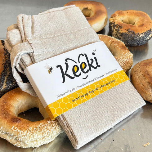 Keeki Bag - The Original Beeswax Lined Bread Bag for Homemade & Sourdough | Reusable Linen Bread Storage | Beeswax Wrap