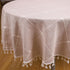 EPEDIC 52X70 Inch,Kitchen Oval Tablecloth with Embroidery Tassel Tablecloth, Coffee Color Plaid Oval Tablecloth Dining