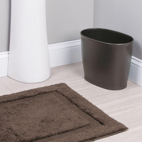 iDesign Oval Plastic Trash Can - The Kent Collection for Bath, Bedroom, Office - 12" x 8" x 10", Bronze