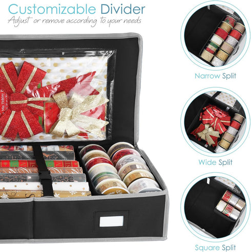 22 40" Hearth & Harbor Wrapping Paper Storage Container - Christmas Storage Bag with Interior Pockets - Gift Wrapping