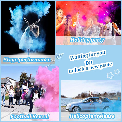 1lb 1lb Pack 2 POPUPARTY Gender Reveal Color Powder - Pink & Blue Powder, Perfect for Baby Gender Reveal, Color Toss