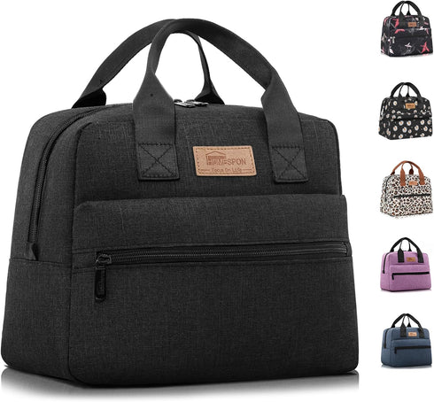 HOMESPON Insulated Lunch Bag for Women Men Cooler Lunch Box Tote for Work Picnic (Black)