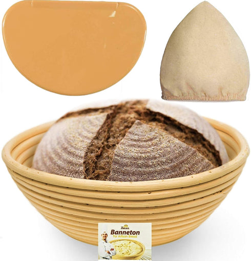 9 Inch Bread Banneton Proofing Basket - Baking Bowl Dough Gifts for Bakers, Proving Baskets for Sourdough