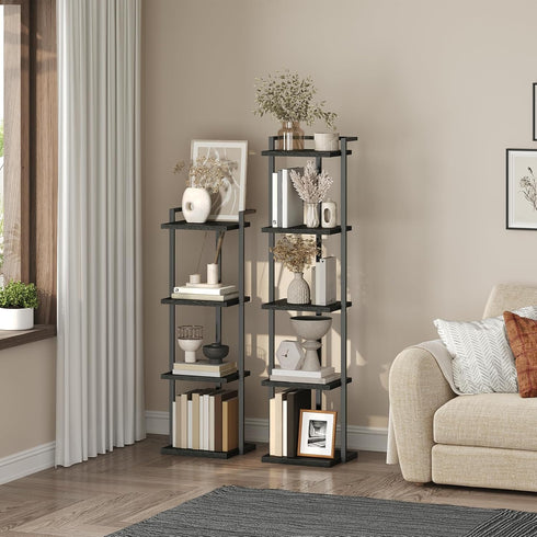 4-Tier BKBK11401 MAHANCRIS Bookshelf, Bookcase, Vertical Tall Narrow Book Shelf for Small Space, Open Storage Display