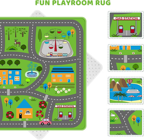 78.7"X 59", 78.7X 59 INCH) Kids Car Playmat Kids Rug for Playroom Car Mat Town City Road Traffic Rugs, Play Mat