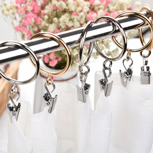 Coideal Small Curtain Clips for Hanging, 25 Pack Stainless Steel Fabric Hooks Trailer Awning Light Clips for RV Canopy Accessory, Camper Umbrella Light, Picture, Photo (Silver) by Coideal