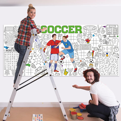 Soccer Giant Coloring Poster Football Large Versatile Activity Drawing Paper Coloring Tablecloth DIY Sport Theme Game