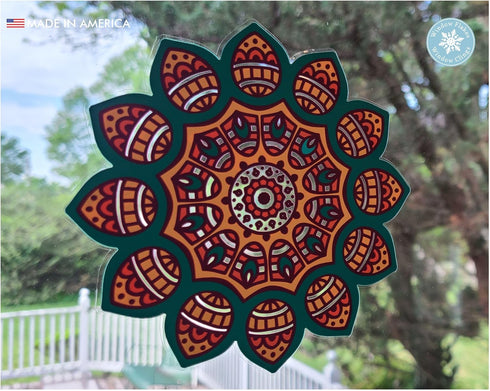 Boho Decor - 10 Mandala Sun Catchers Window Clings for Decoration, Made in America