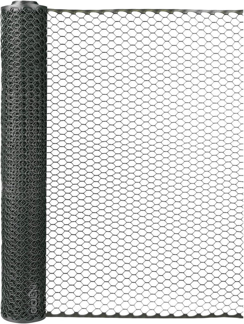 (4' 25' Boen - Plastic Hex Chicken Wire Mesh Temporary Fence Roll x - Black) - Plastic Fence Poultry Netting