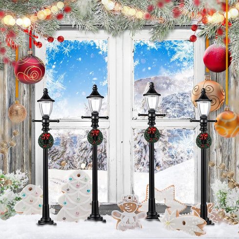 Honoson 6 Years(8 Christmas Mini Street Light Models Christmas Accessories Miniature Lamp Village Post for Dollhouse