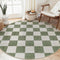 LIVEBOX Checkered Round Rug 6 Ft Washable Area Rug for Playroom Classroom,