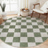 LIVEBOX Checkered Round Rug 6 Ft Washable Area Rug for Playroom Classroom,