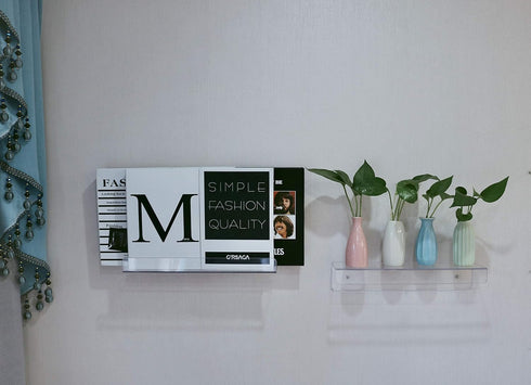 5 MM Rack,15 Inch,Set 4 CY craft Clear Acrylic Floating Shelves Display Ledge, Thick Wall Mounted Storage Shelf
